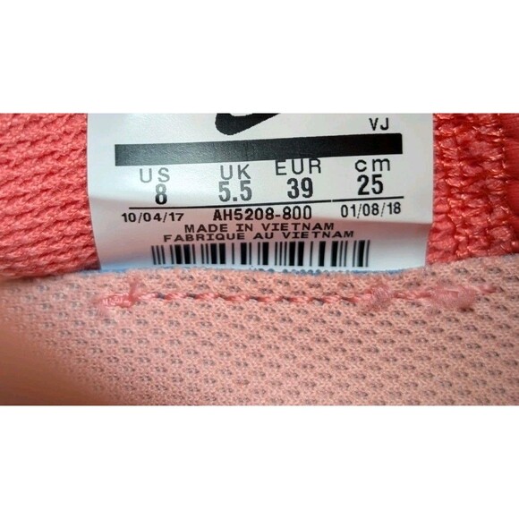 Womens Nike Free Sz 8 Coral Pink Athletic Running Sneakers Shoes Ah5208-800 - Picture 8 of 9